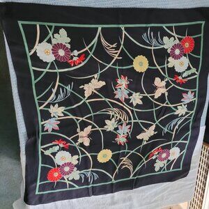 Vintage Black Floral Scarf